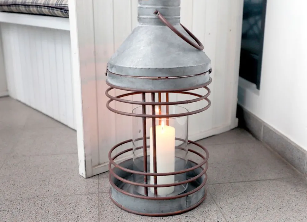 TP Laternen Und Kerzenhalter^Outdoor-Laternen-Set Aus Zink Mit Glaseinsatz 2-Teilig