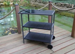 Sunny Moments Gartentische^Outdoor-Servierwagen Mit 3 Etagen Und 2 Rollen Anthrazit