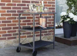 Sunny Moments Gartentische^Outdoor-Servierwagen Mit 3 Etagen Und 2 Rollen Anthrazit