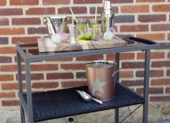 Sunny Moments Gartentische^Outdoor-Servierwagen Mit 3 Etagen Und 2 Rollen Anthrazit