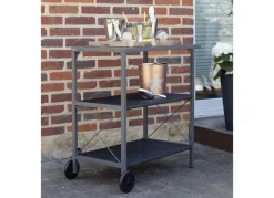 Sunny Moments Gartentische^Outdoor-Servierwagen Mit 3 Etagen Und 2 Rollen Anthrazit