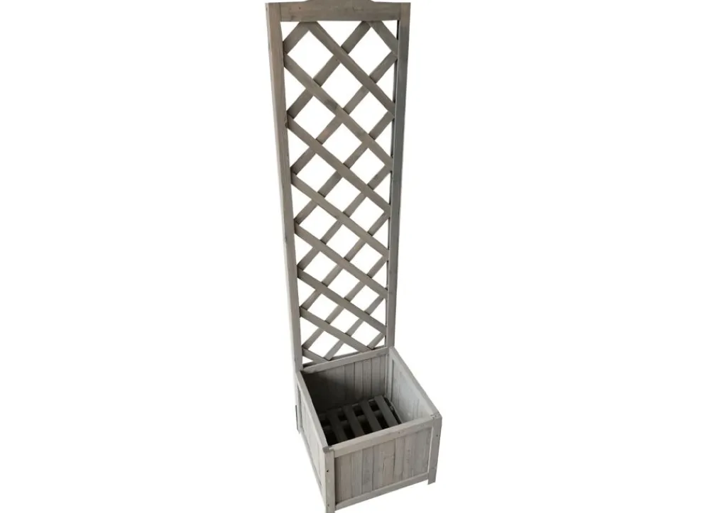 Grüner Jan Pflanzkübel^Pflanzkübel Mit Rankhilfe Aus Holz 38X38X146Cm Grau
