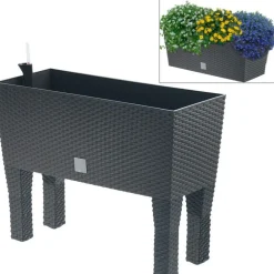 Prosperplast Hochbeete^Polyrattan-Blumenbank Mit Bewasserung 60X24,5Cm Anthrazit