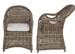 TP Sitzmöbel^Rattansessel Athena Mit Sitzkissen 4Er-Set Natural-Grey