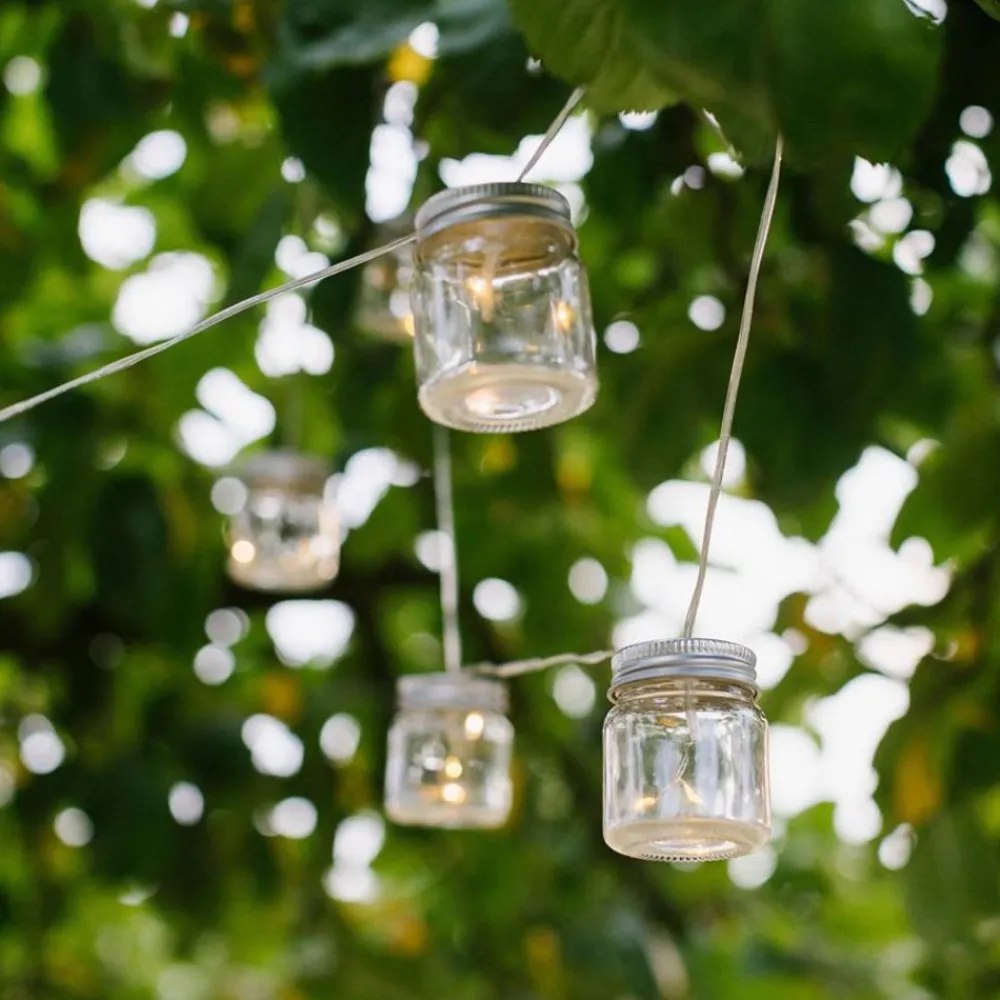 TP Lichterketten^Solar-Lichterkette Mit 8 Dekoglasern Und 24 Leds Warmweis