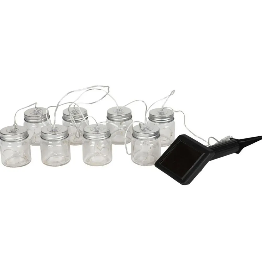 TP Lichterketten^Solar-Lichterkette Mit 8 Dekoglasern Und 24 Leds Warmweis