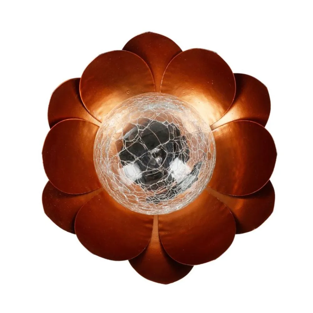 TP Leuchtdeko^Solar-Lotusblume Mit Crackleglaskugel Und Led-Beleuchtung Warmweis