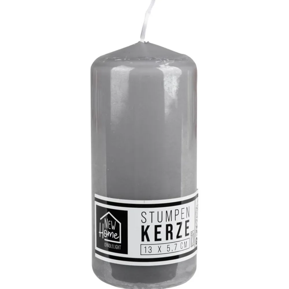 New Home Candlelight Stumpenkerzen^Stumpenkerze Glatt 57X130Mm Grau