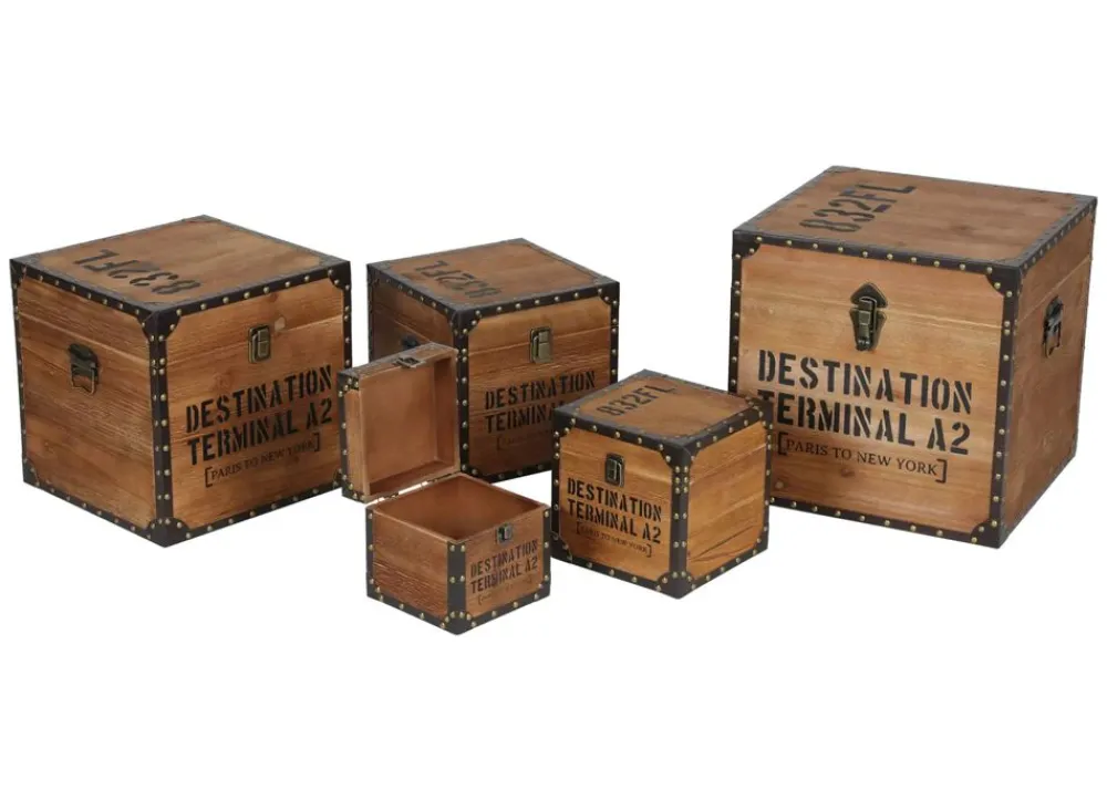 TP Dekokisten Und Truhen^Vintage-Holzkisten 5Er-Set