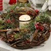 New Home Christmas Adventskränze^Weiden-Kranz Mit Windlicht Und Roten Beeren 22Cm