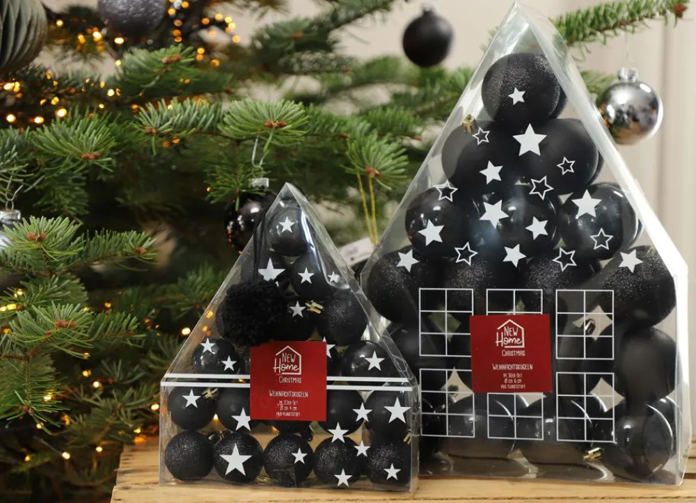 New Home Christmas Weihnachtsbaumkugeln^Weihnachtsbaumkugeln Aus Kunststoff 6Cm 36Er-Set Schwarz