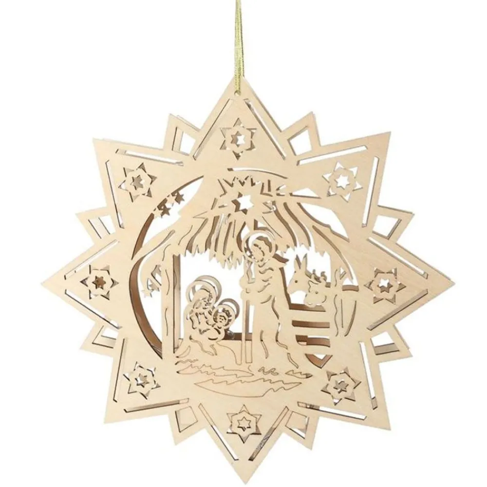 New Home Christmas Holzdeko^Weihnachts-Holzstern 30Cm Mit 10 Leds