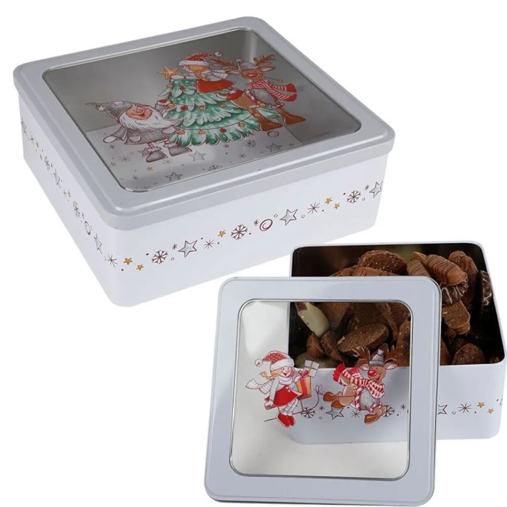 TP Vorratsdosen^Weihnachts-Metalldosen 2-Teilig Eckig Mit Sichtfenster