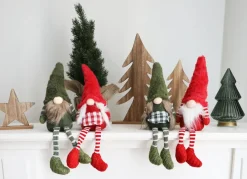 New Home Christmas Weihnachtsfiguren^Weihnachtswichtel Kantenhocker Mit Led-Nase 13X40X20Cm Rot