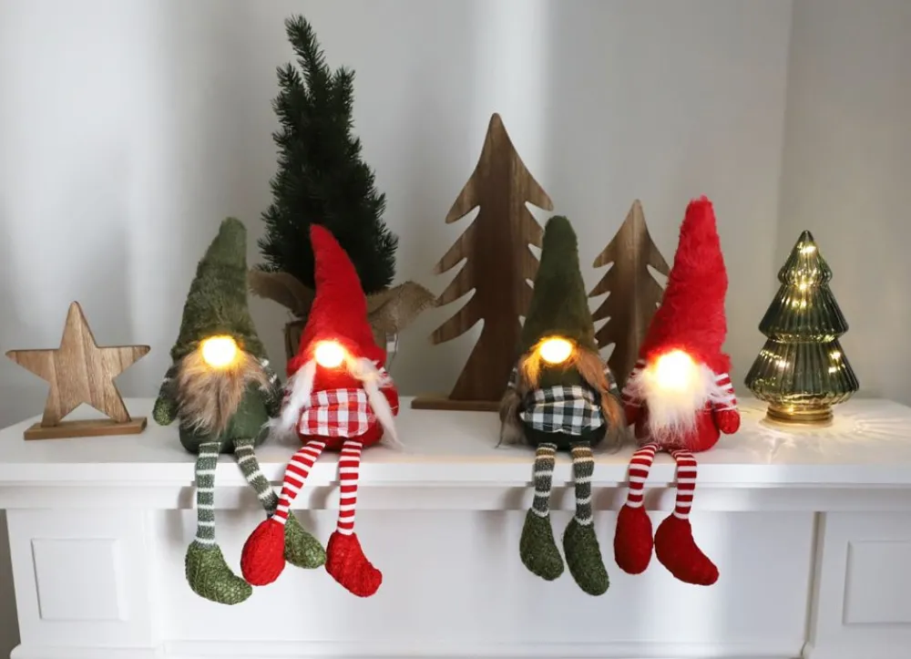 New Home Christmas Weihnachtsfiguren^Weihnachtswichtel Kantenhocker Mit Led-Nase 13X40X20Cm