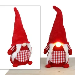 Pseudohersteller Weihnachtsfiguren^Weihnachts-Wichtel-Frau Mit Leuchtender Led-Nase 56Cm Rot