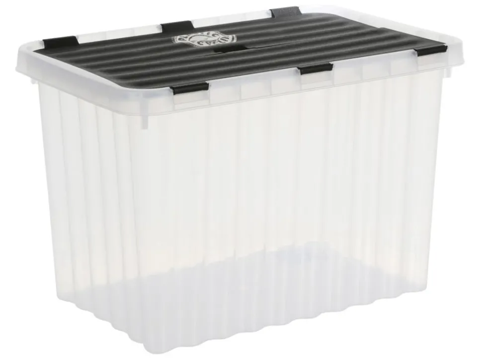 Jelenia Plast Aufbewahrungsboxen^Wellenbox Mit Klappdeckel 17 Liter Pastell/Schwarz