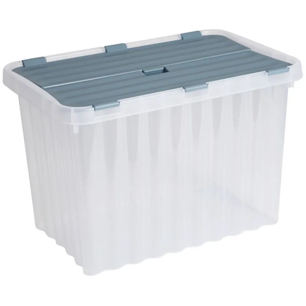 Jelenia Plast Aufbewahrungsboxen^Wellenbox Mit Klappdeckel 17 Liter Pastell/Schwarz