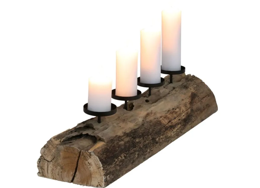 New Home Christmas Adventskränze^Xxl-Baumstamm Fur 4 Kerzen 70X20X16Cm