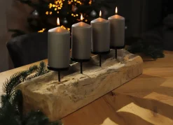 New Home Christmas Adventskränze^Xxl-Baumstamm Fur 4 Kerzen 70X20X16Cm