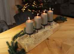 New Home Christmas Adventskränze^Xxl-Baumstamm Fur 4 Kerzen 70X20X16Cm