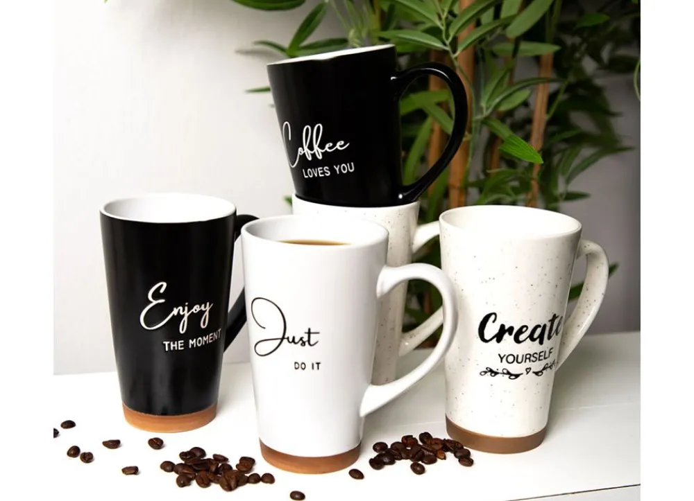 TP Geschirr Und Getränkebehälter^Xxl-Porzellan-Kaffeebecher 400Ml Gesprenkelt